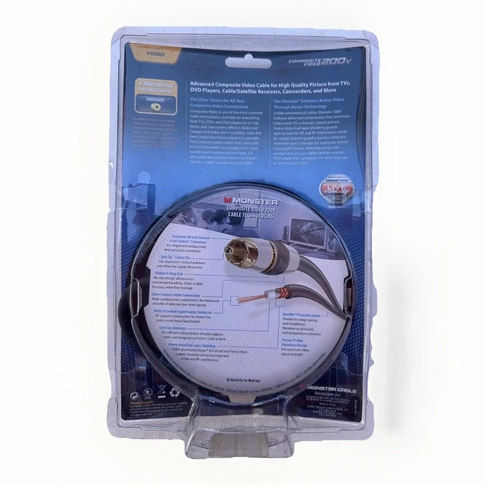 Monster Composite 200V Video Cable Dual Shielded 6-cut Turbine‎ Connectors 2m